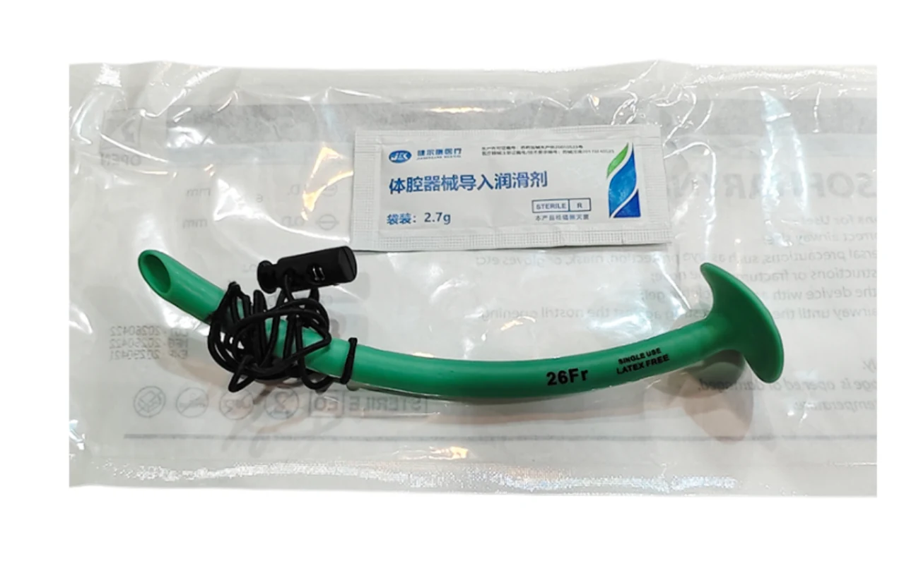 Packaged nasopharyngeal airway kit with lubricant