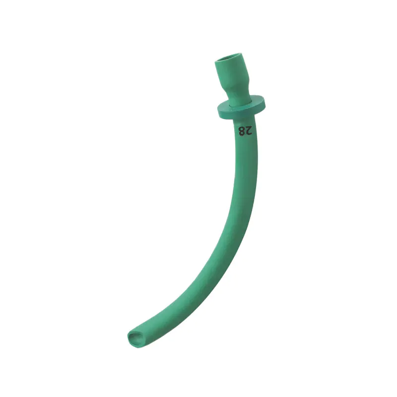 Green silicone adjustable nasopharyngeal airway with depth flange